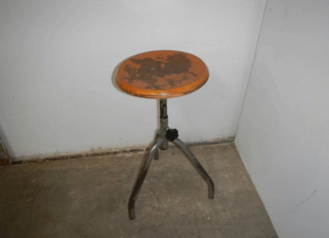 Sgabello in ferro e legno, anni '50 1167817