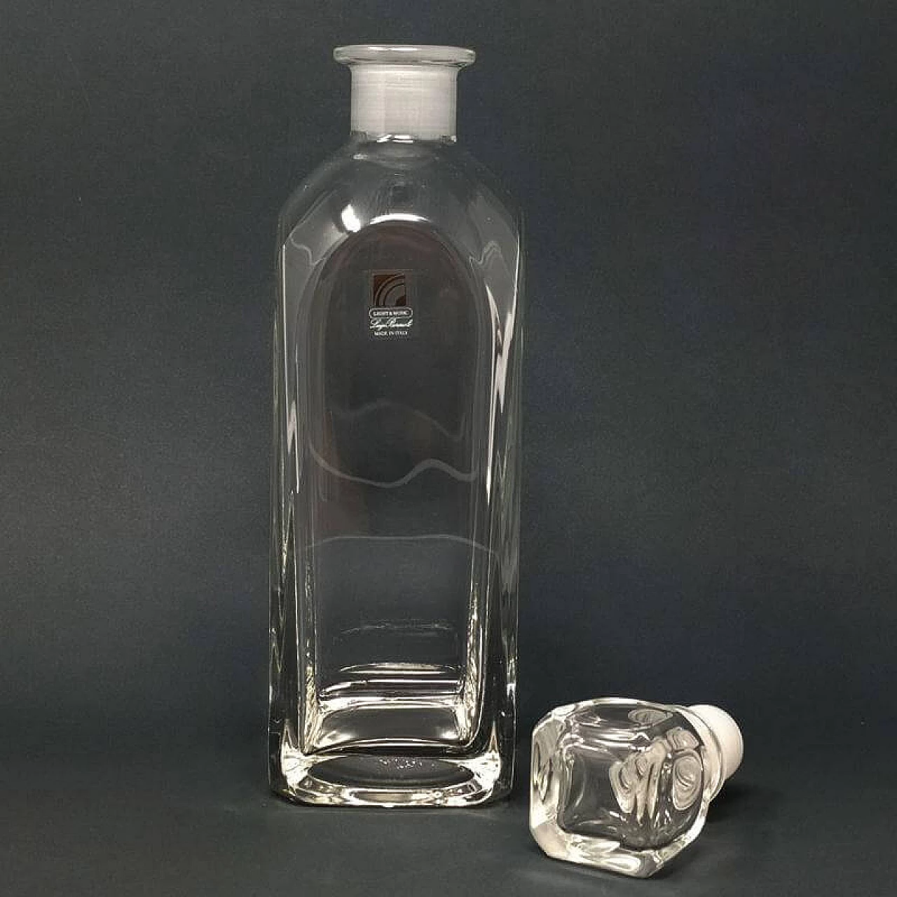 Decanter in cristallo d'epoca con 6 bicchieri di Luigi Bormioli, anni '70 1167876