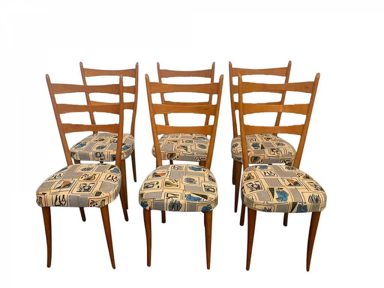 6 Dining chairs with removable fabric, 1950s 1167887