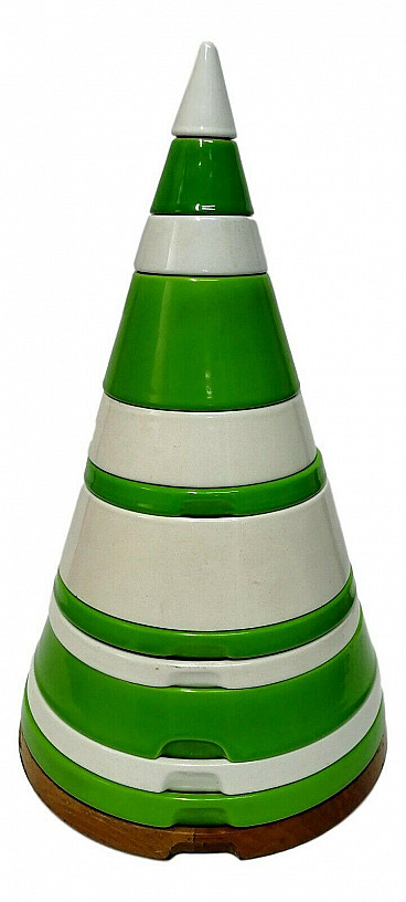 Ceramic tableware Cone designed by Ettore Sottsass for Pierre Cardin, produced by Franco Pozzi, 1969