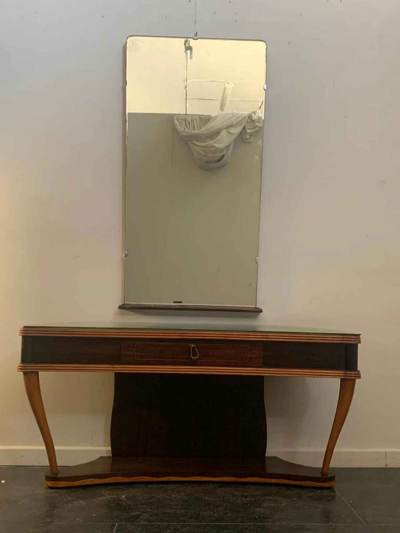 Rosewood console table with mirror attributed to Paolo Buffa 1168113