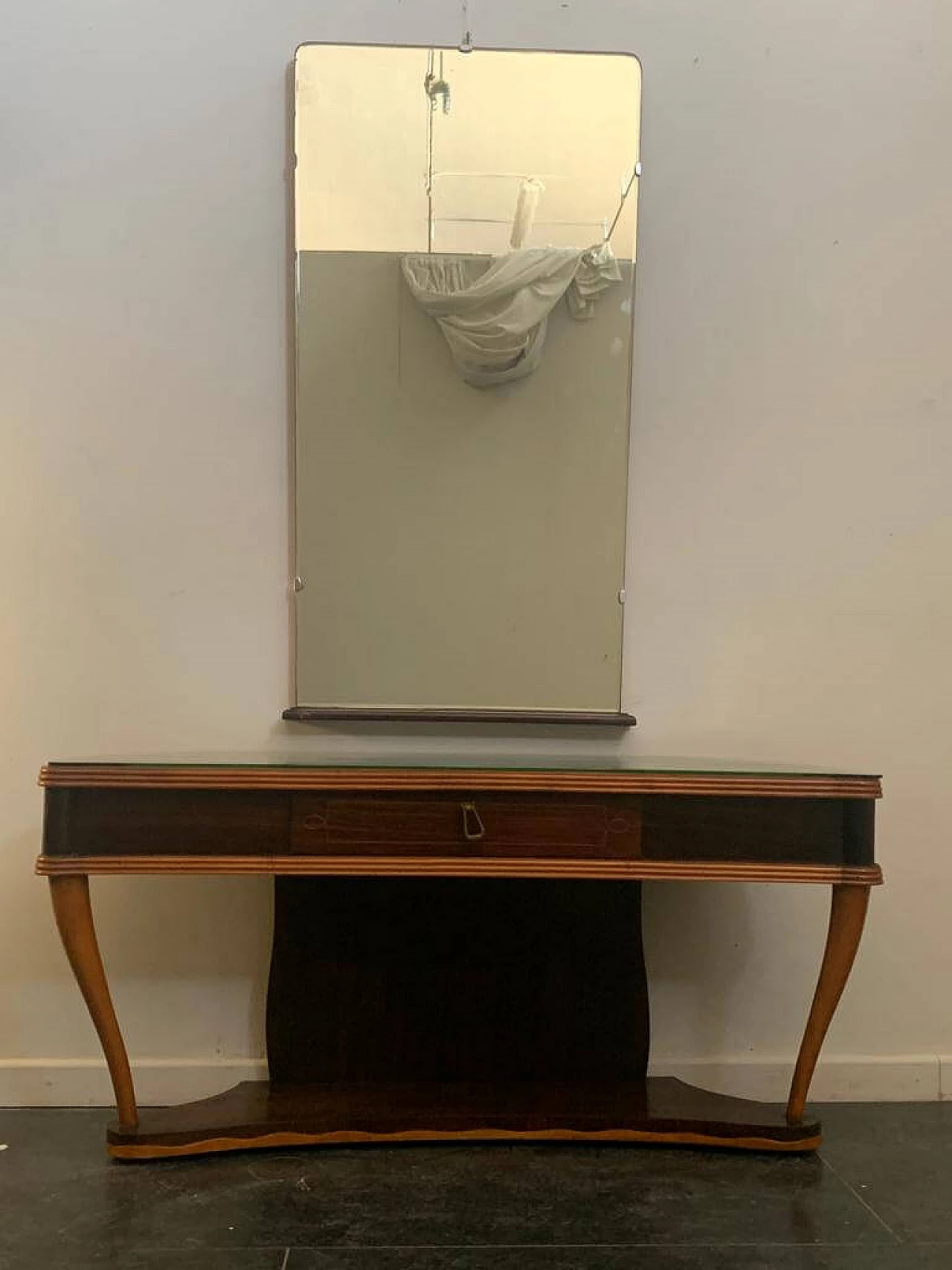 Rosewood console table with mirror attributed to Paolo Buffa 1168122