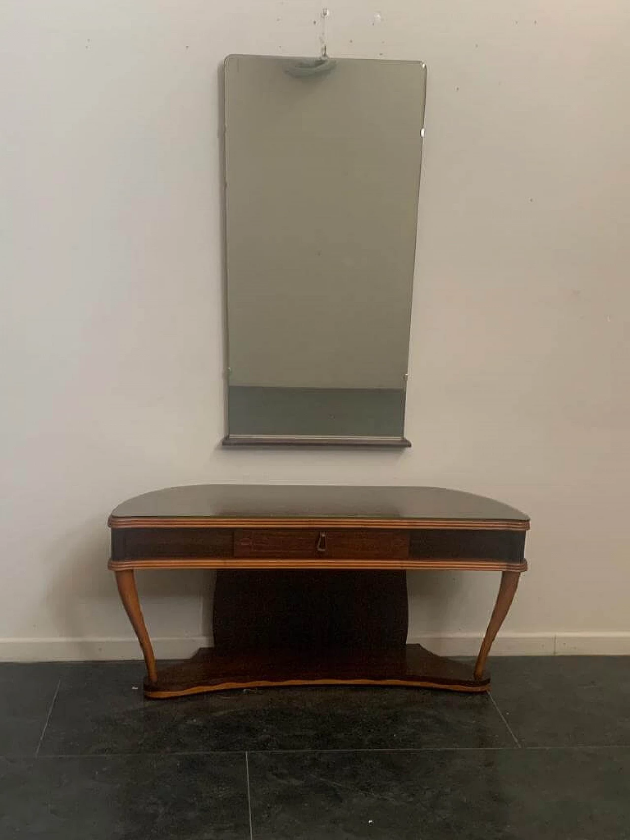 Rosewood console table with mirror attributed to Paolo Buffa 1168123