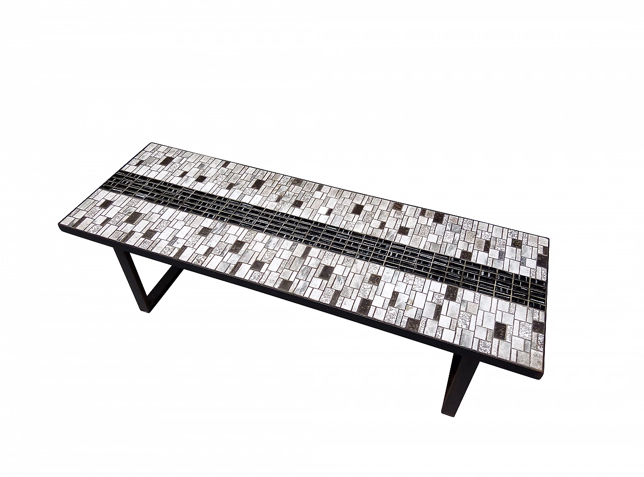 Tavolino in ferro con piano in mosaico, anni '60 1168309