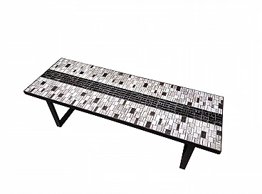 Tavolino in ferro con piano in mosaico, anni '60