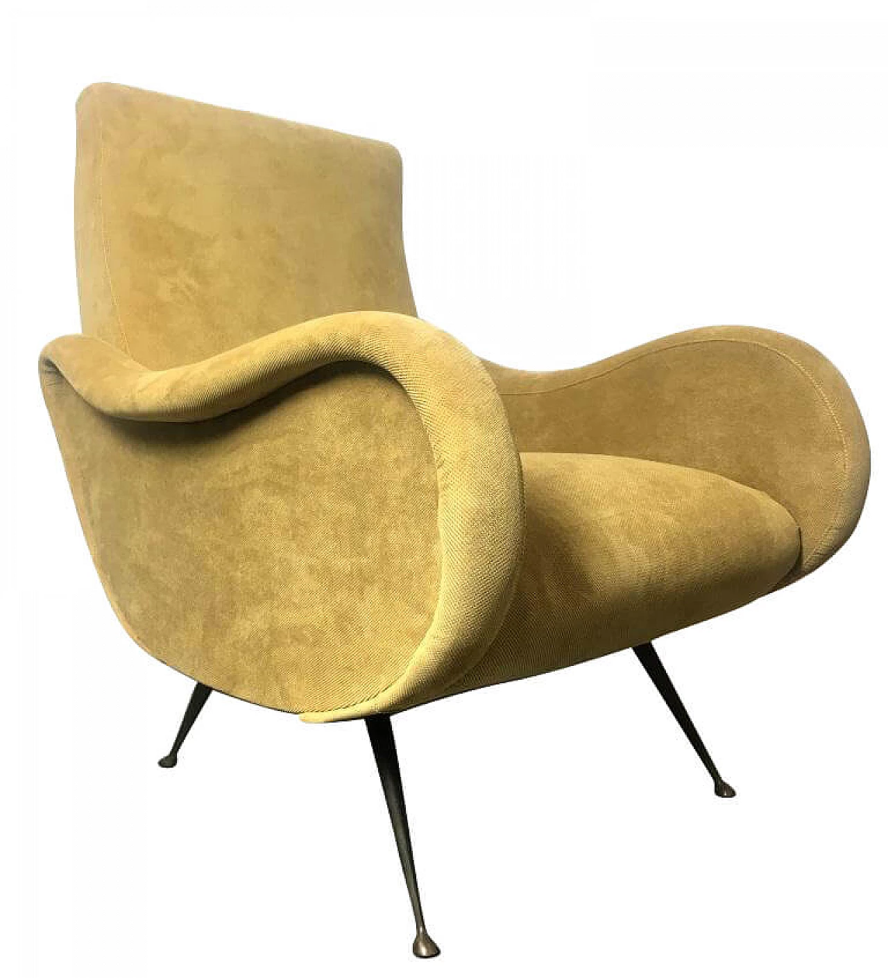 Lady style armchair in yellow fabric, 50s 1168460