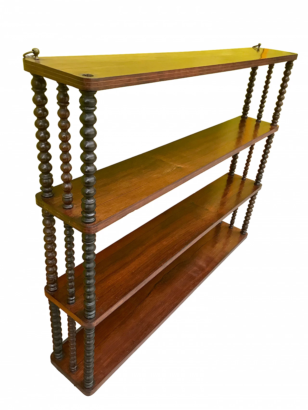 Étagère libreria da muro Carlo X in palissandro con filetti in acero e ganci in bronzo, ‘800 1168464