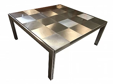 Tavolino da salotto Luar di Ross Littell per ICF De Padova, struttura in acciaio cromato con piano satinato, anni '70 - '80