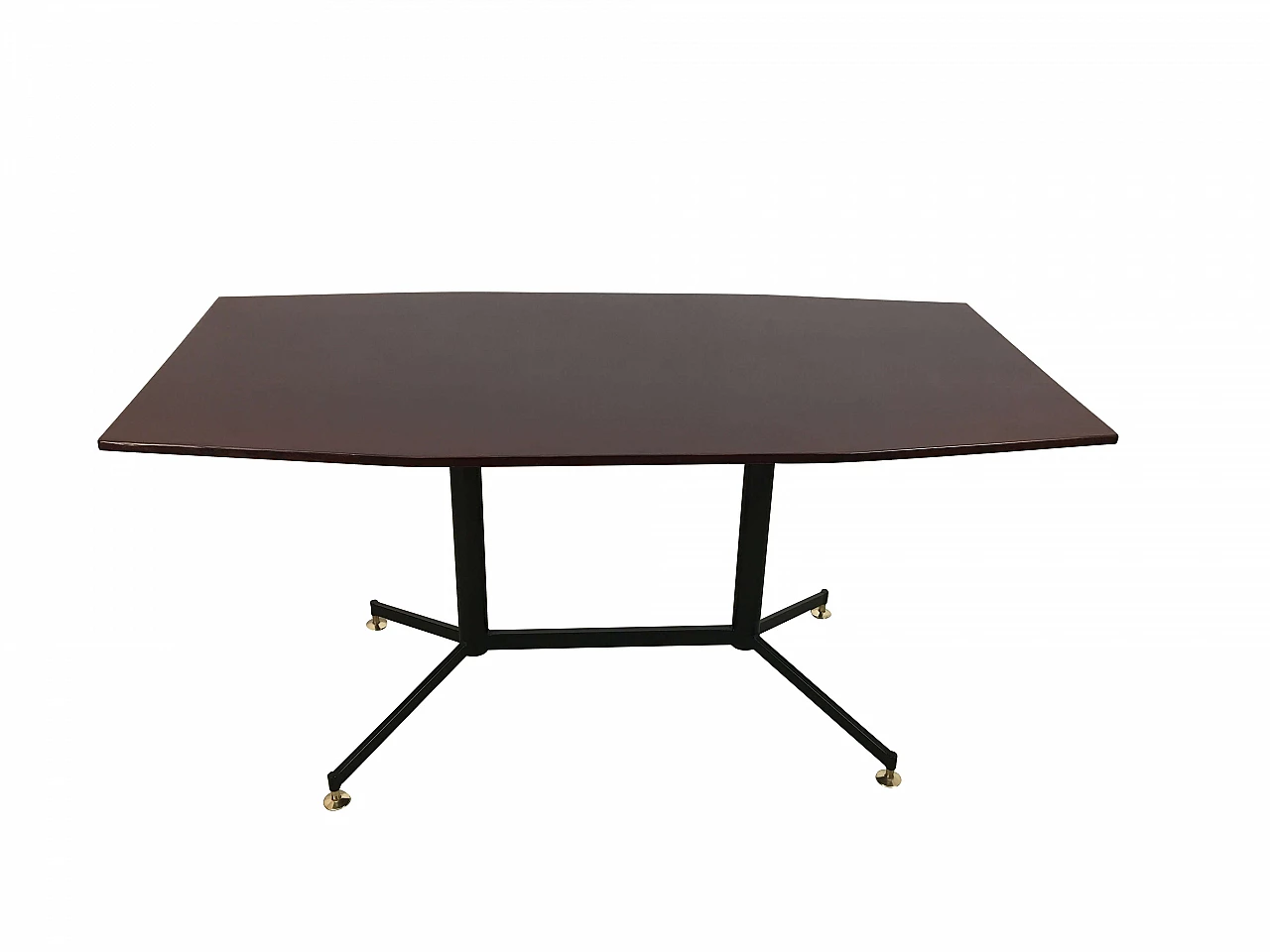 Tavolo in mogano e metallo nello stile di Gio Ponti, anni ‘60 1168523