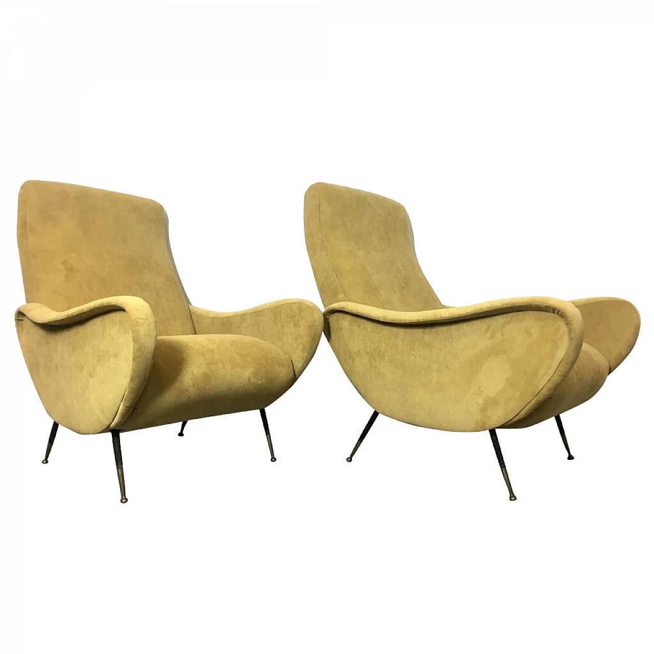 Pair of velvet armchairs, 1950s 1168649