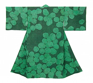 Kimono in seta batik verde di Maria Schade