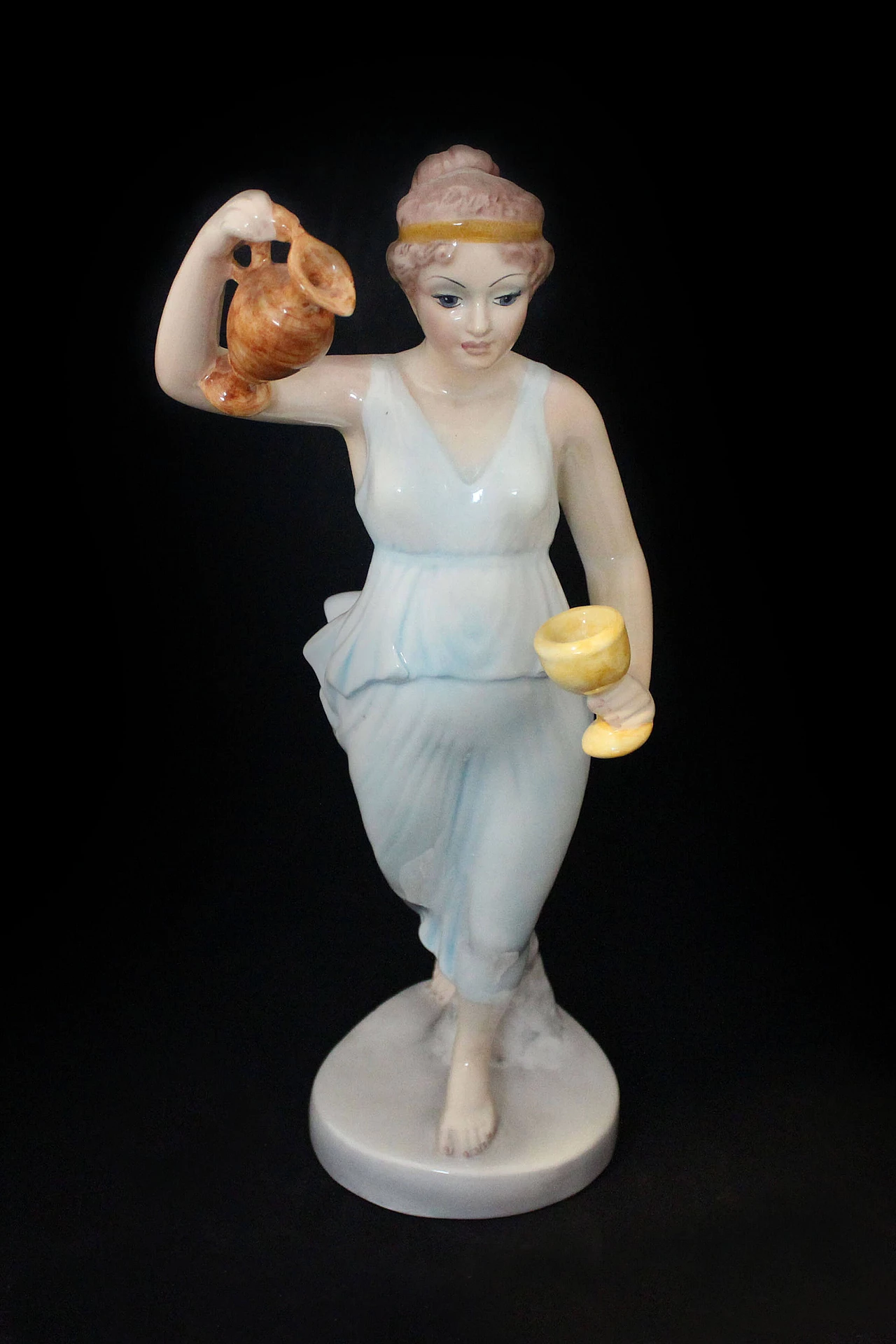 Vestal ceramic figure with jug and goblet by Giovanni Ronzan for Ronzan, 1940s 1168773