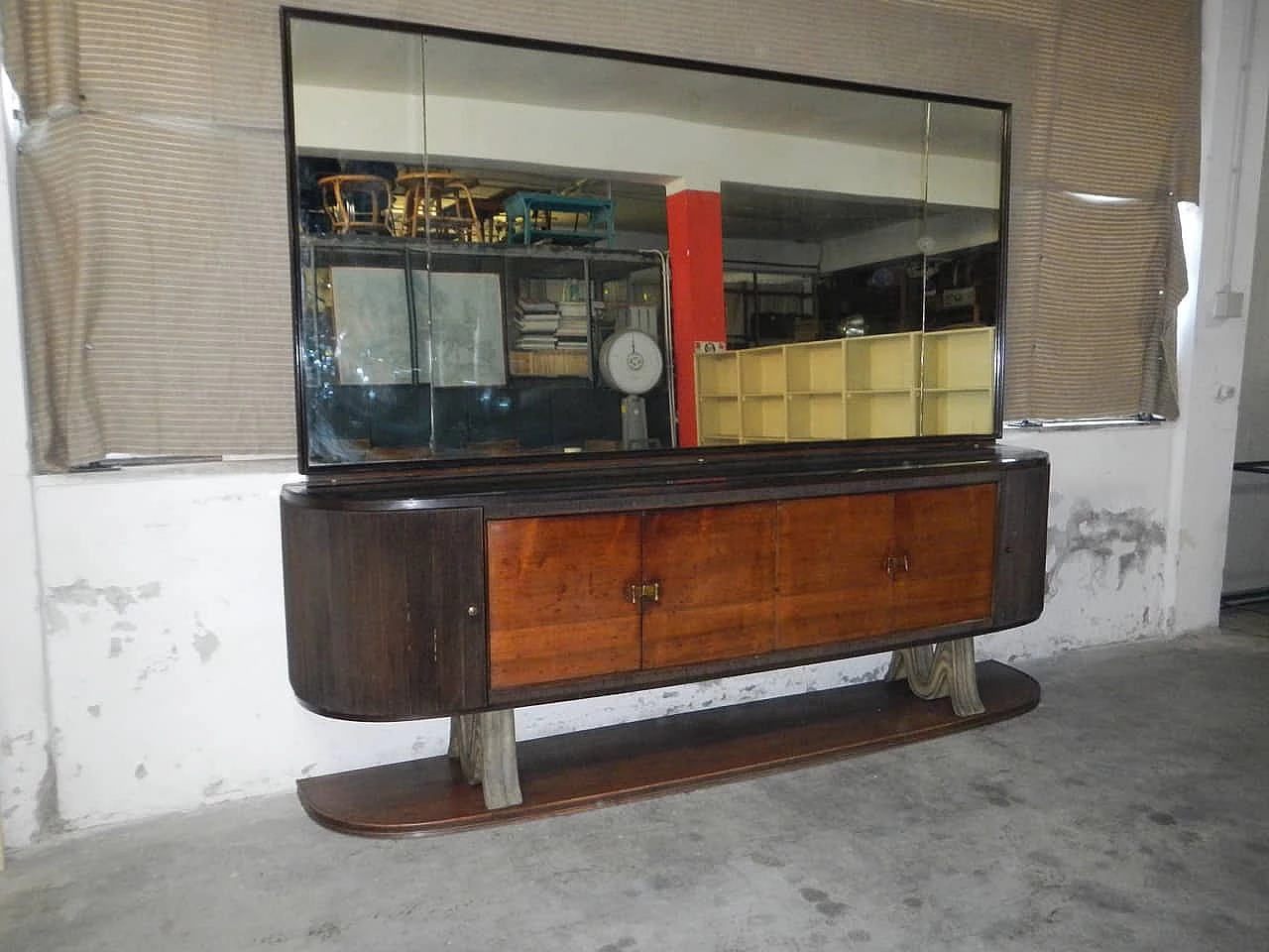 Sideboard with 6 doors and mirror by Paolo Buffa, 1940s 1169003