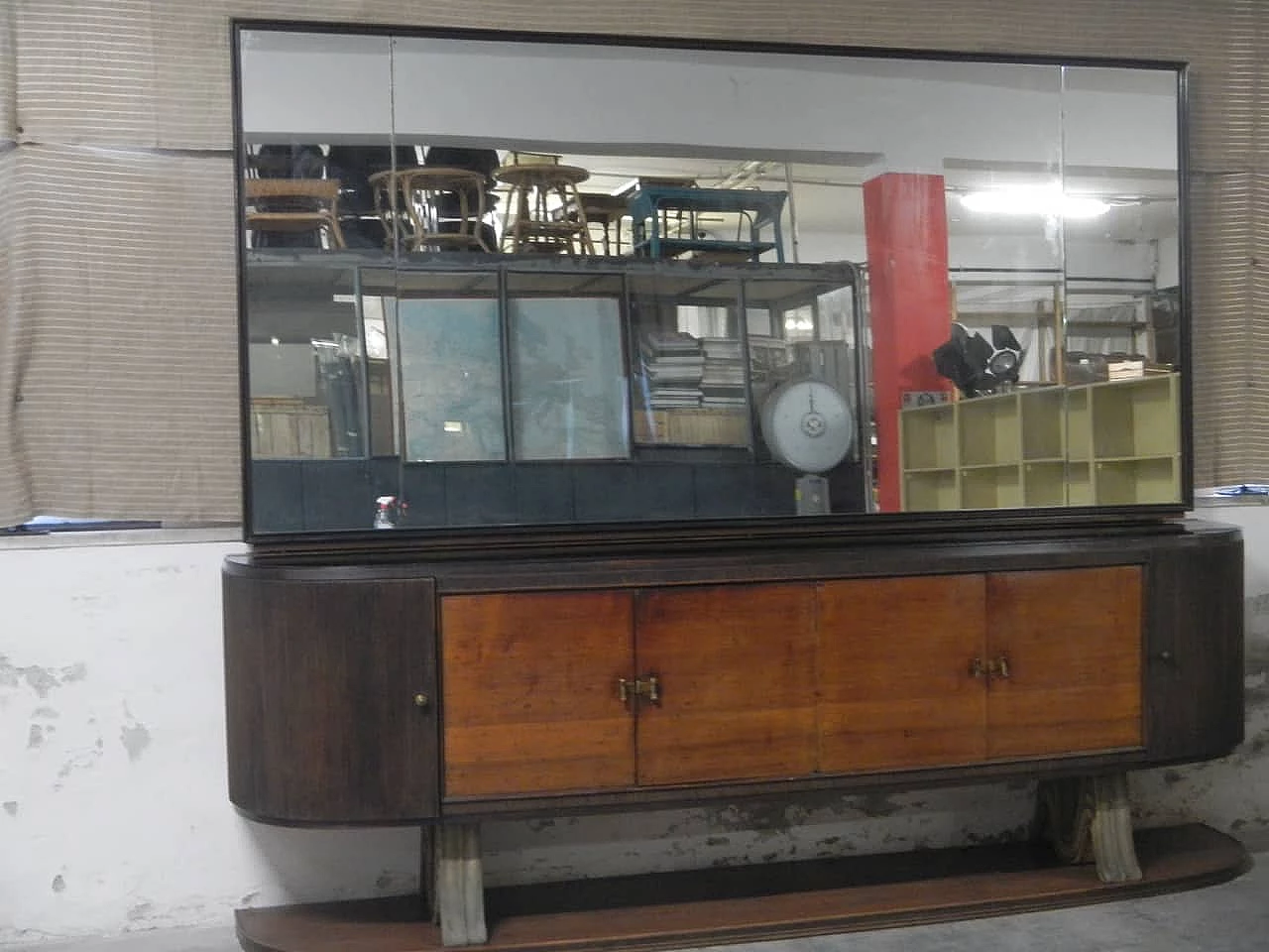 Sideboard with 6 doors and mirror by Paolo Buffa, 1940s 1169004