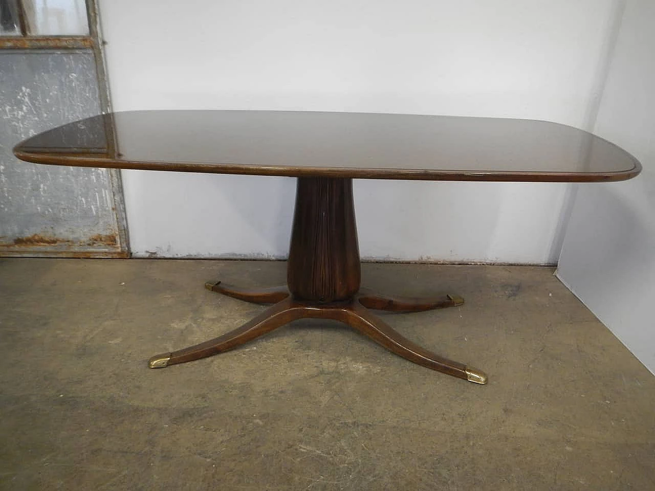 Walnut table with glass top by Paolo Buffa, 1950s 1169048