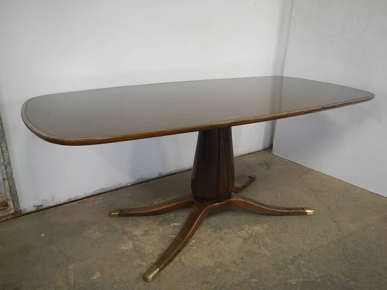 Walnut table with glass top by Paolo Buffa, 1950s 1169049