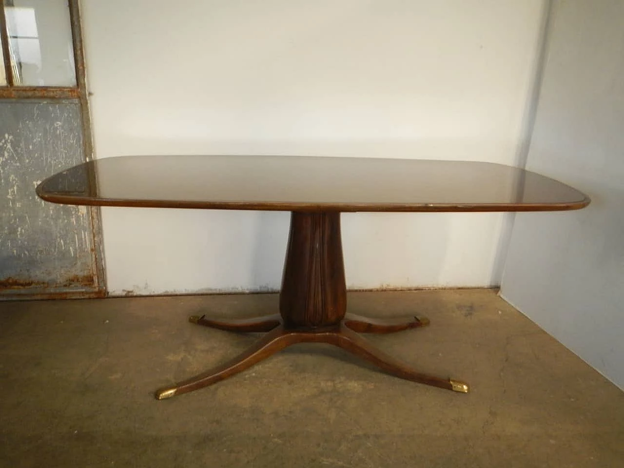 Walnut table with glass top by Paolo Buffa, 1950s 1169050