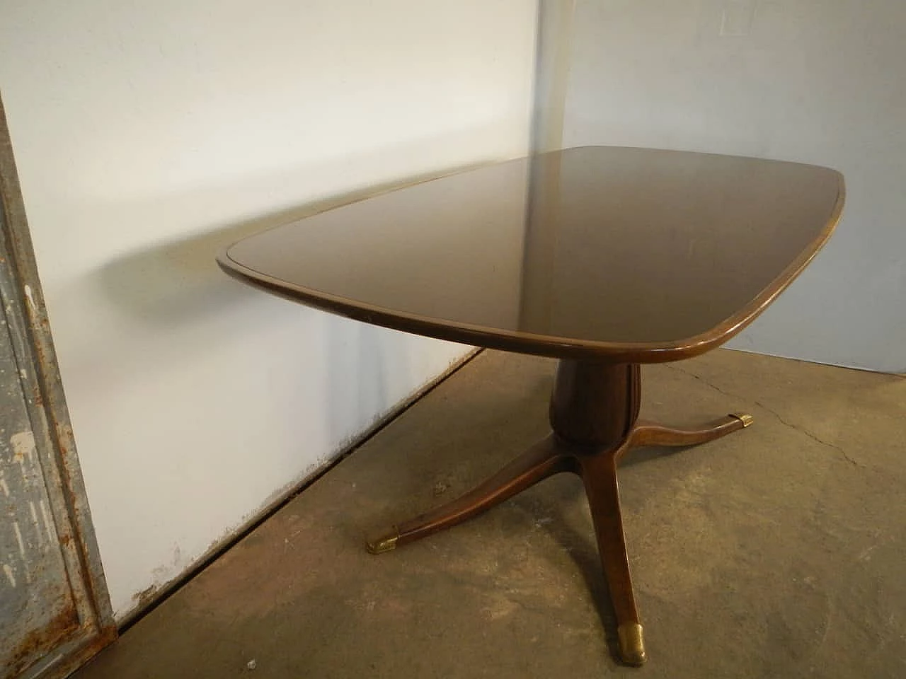 Walnut table with glass top by Paolo Buffa, 1950s 1169051
