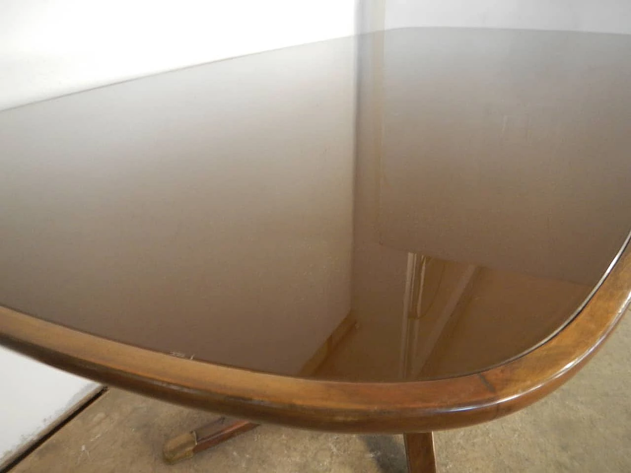 Walnut table with glass top by Paolo Buffa, 1950s 1169061