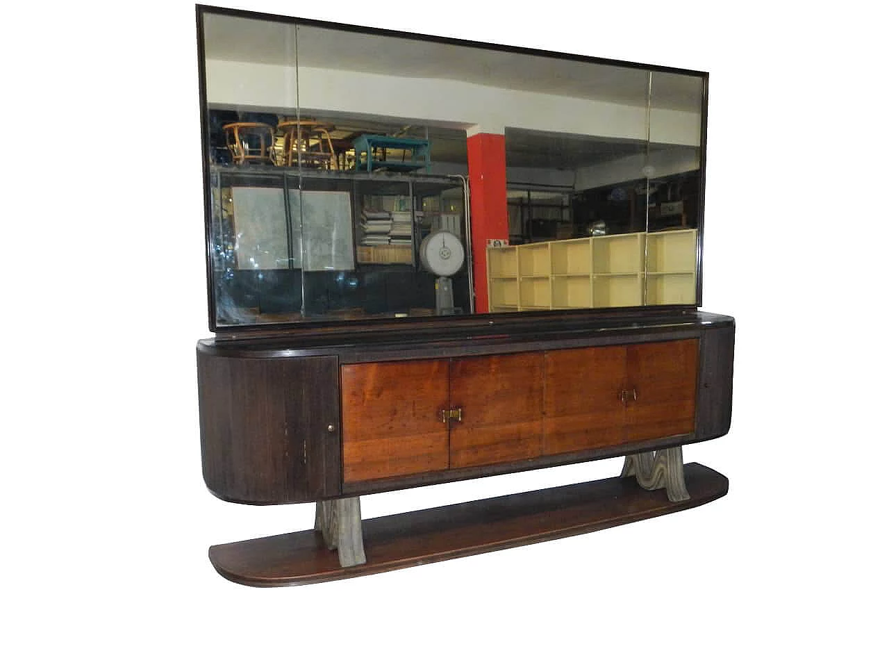 Sideboard with 6 doors and mirror by Paolo Buffa, 1940s 1169118
