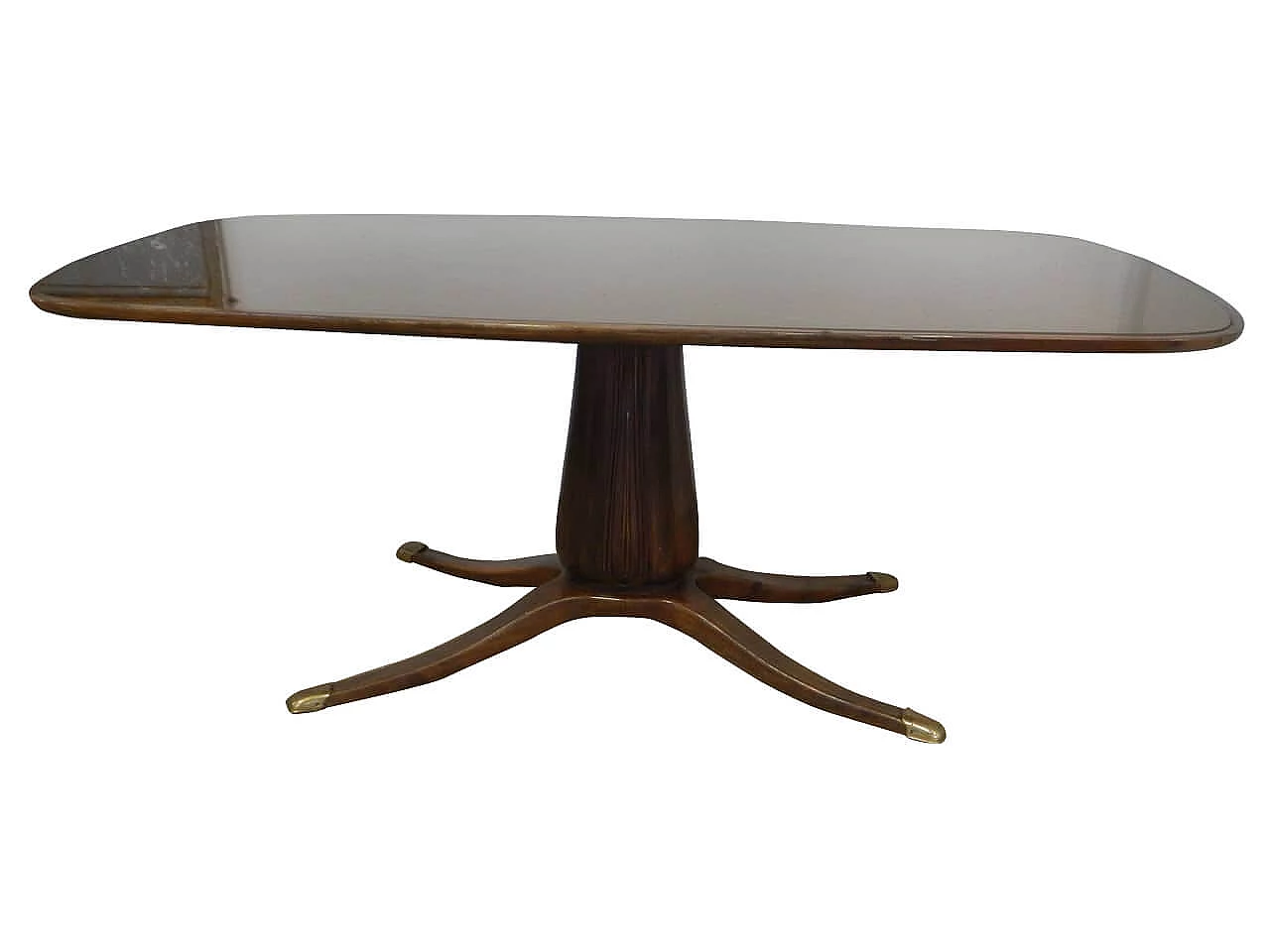 Walnut table with glass top by Paolo Buffa, 1950s 1169120