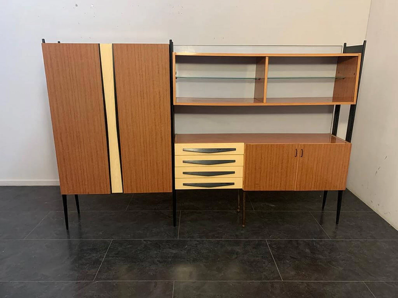 Bookcase in laminate and lacquered wood, 60s 1169298