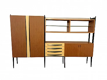 Bookcase in laminate and lacquered wood, 60s