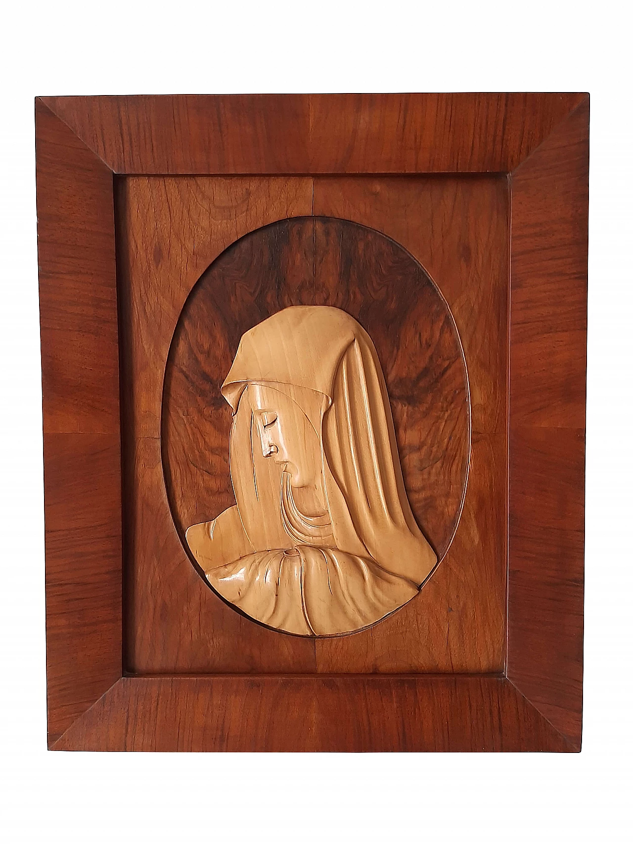 Art Deco low relief sculpture in walnut and maple, 30s 1169573