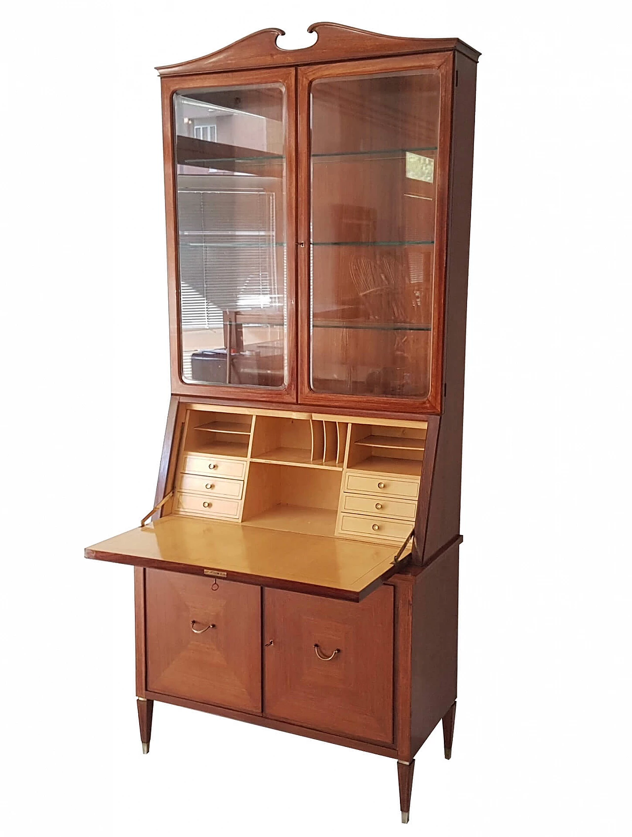 Trumeau bookcase in rosewood, maple and brass by Paolo Buffa, 50s 1169725