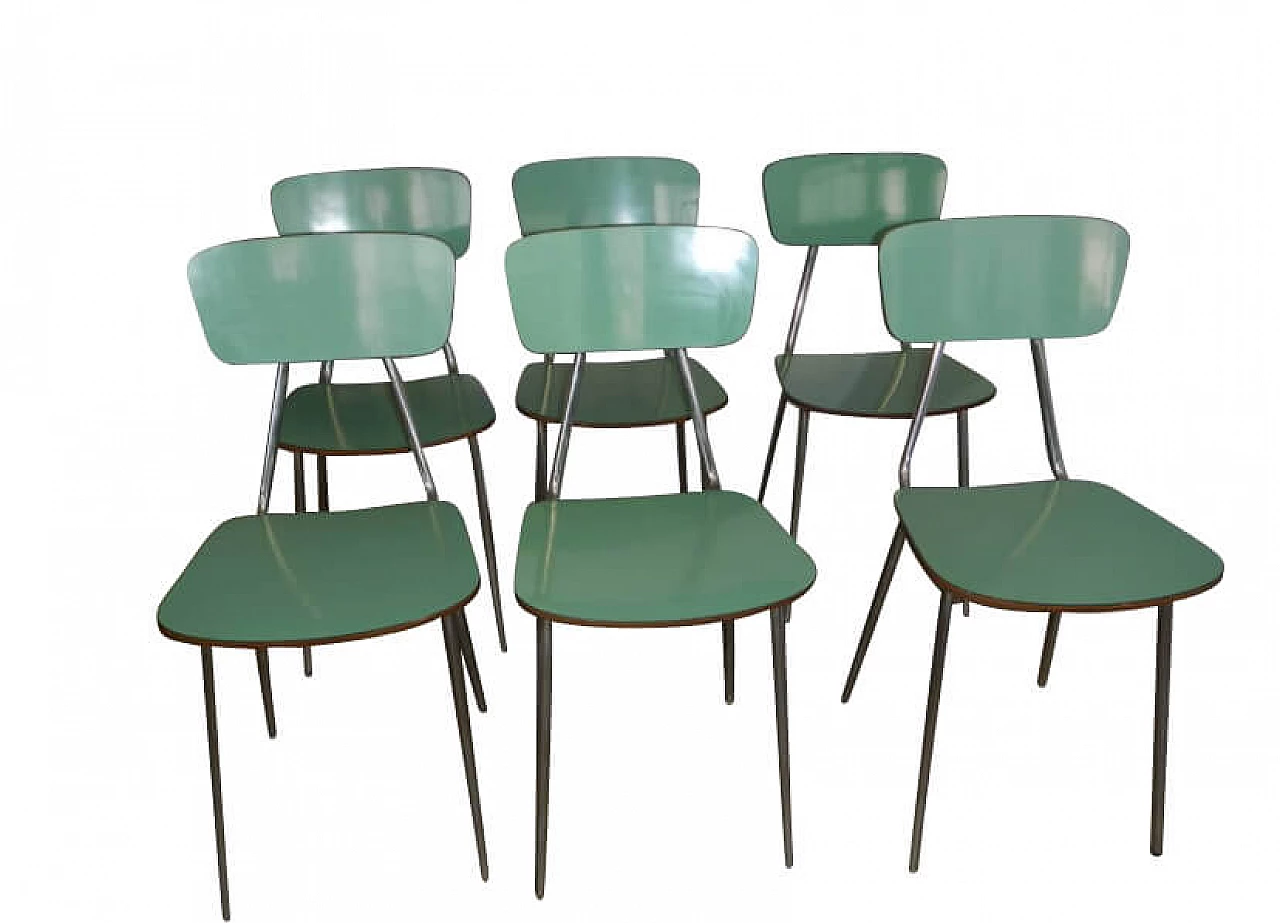 Six laminate dining chairs, 70s 1169930