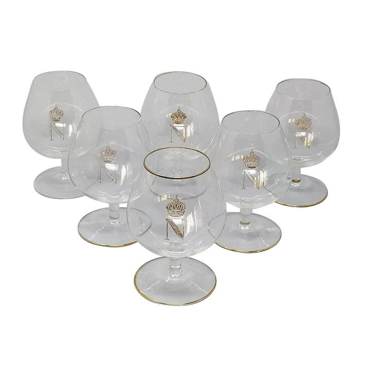 Baccarat Napoleone 6 Bicchieri da cognac in cristallo, anni '60 1170015