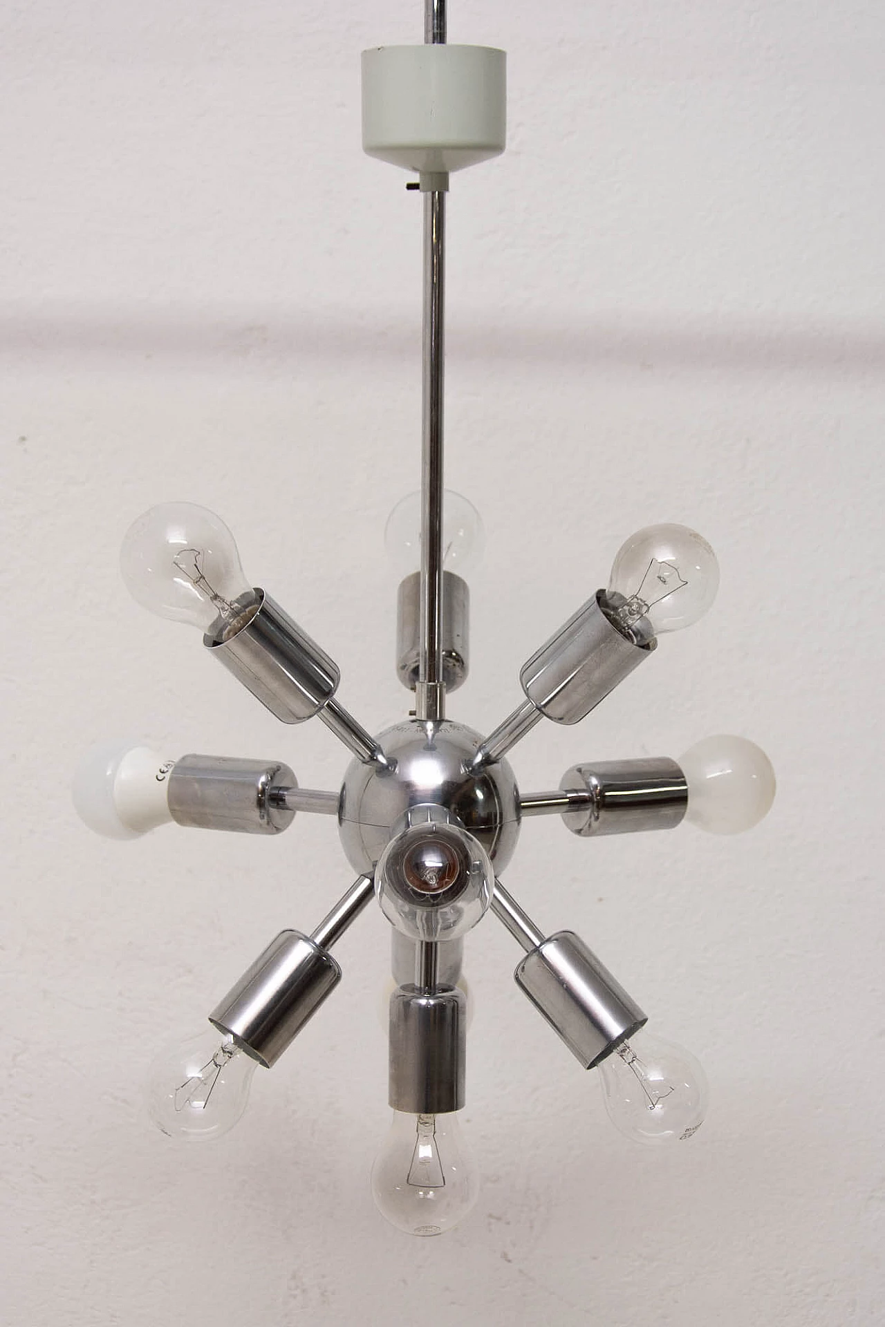 Lampadario cromato Sputnik a dieci braccia, anni '60 1170189
