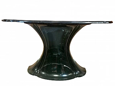 Goblet shaped moved consolle table in faux marble black resin, 60s - 70s