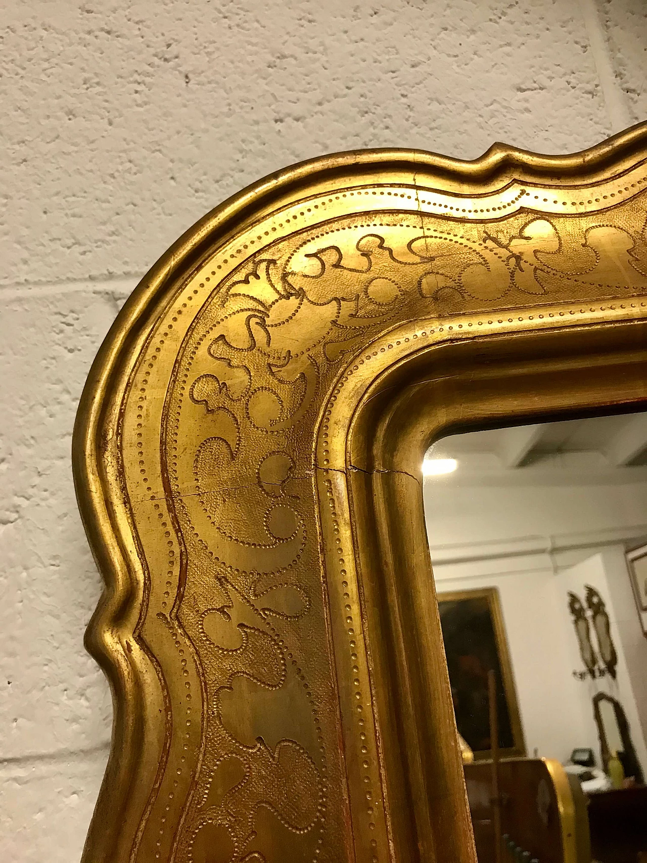 Golden leaf mirror, tray model, end of '800 1170813