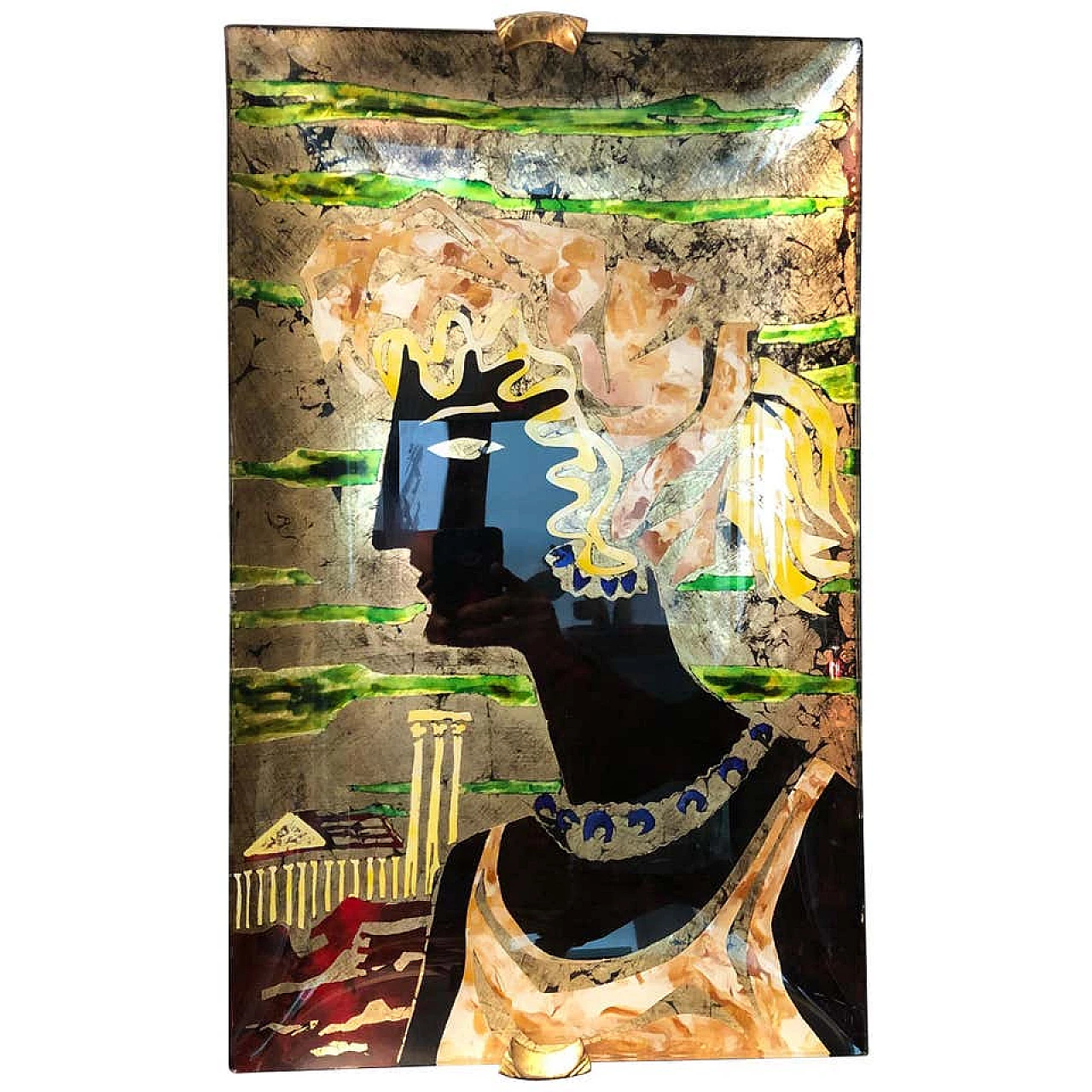 Italian reverse painting on curved glass by Sant'Ambrogio and De Berti, 50s 1170966