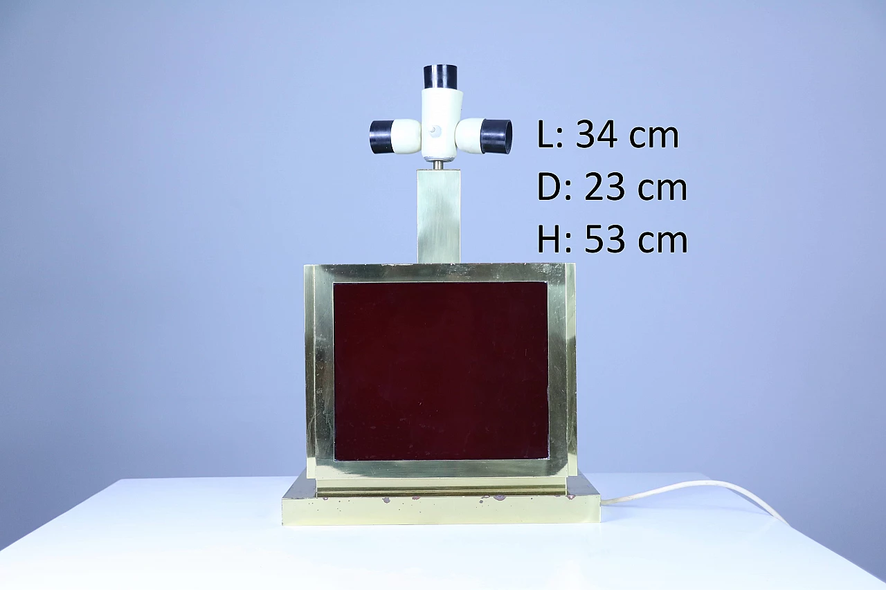 Lampada da tavolo in ottone e vetro, anni '50 1171329