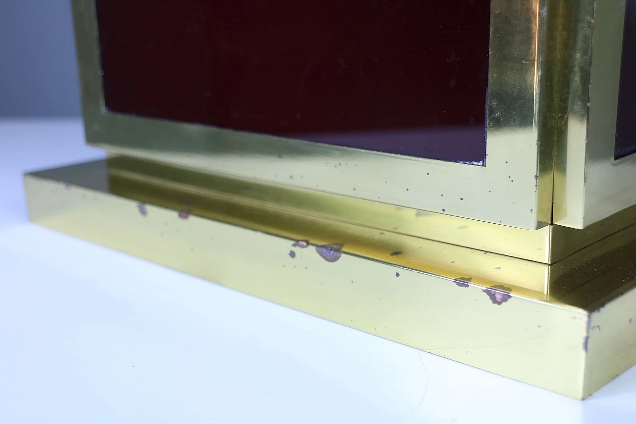 Lampada da tavolo in ottone e vetro, anni '50 1171331