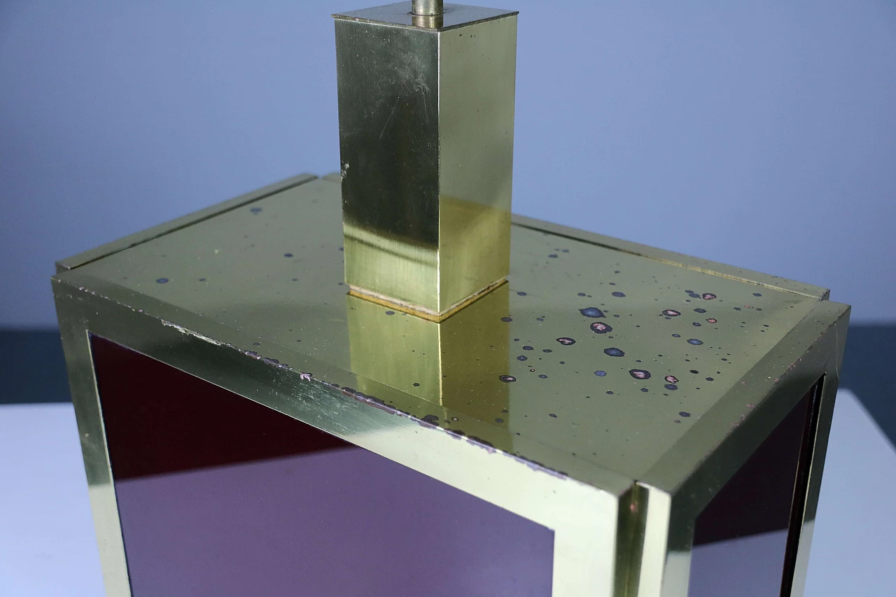 Lampada da tavolo in ottone e vetro, anni '50 1171332