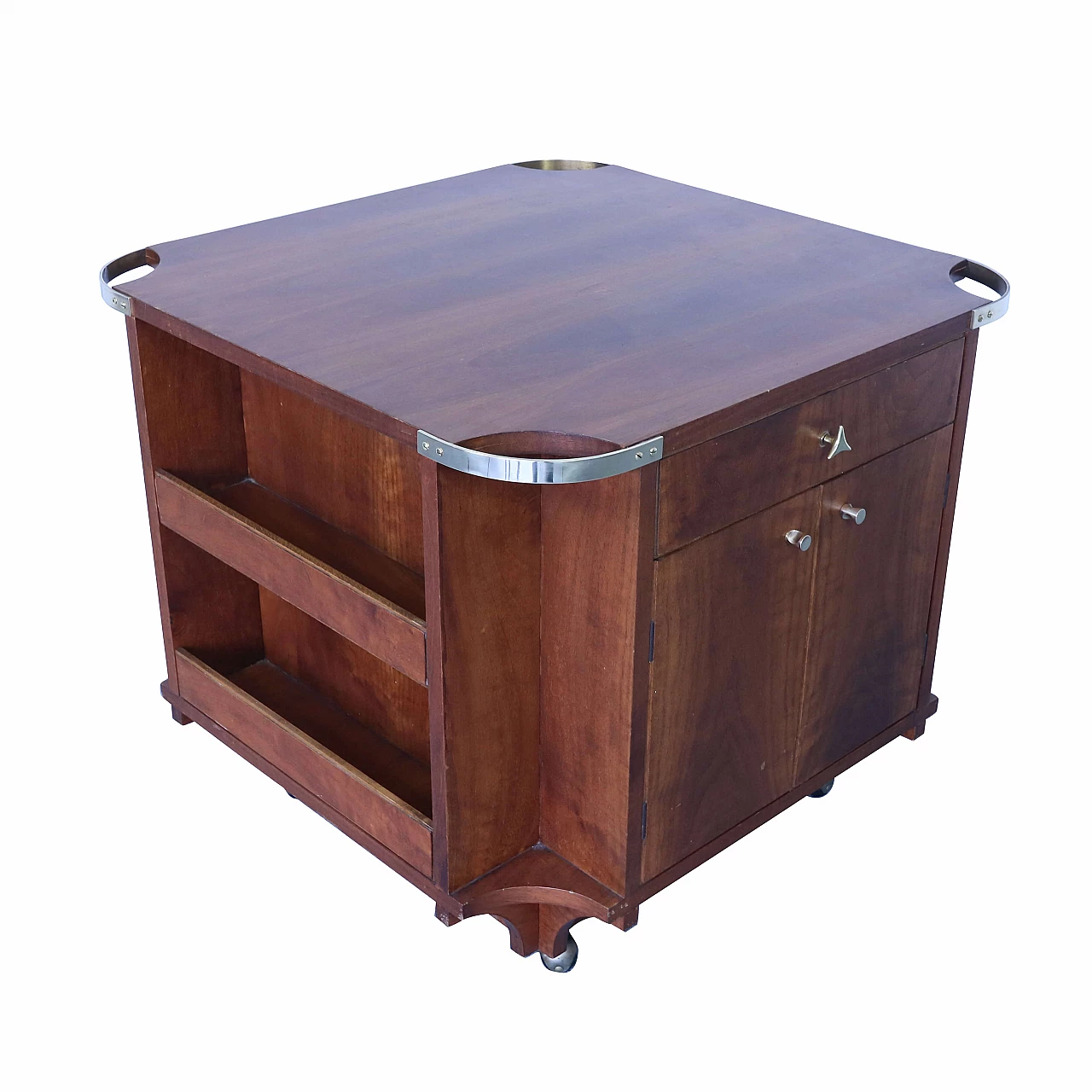 Walnut and brass container trolley 1171505