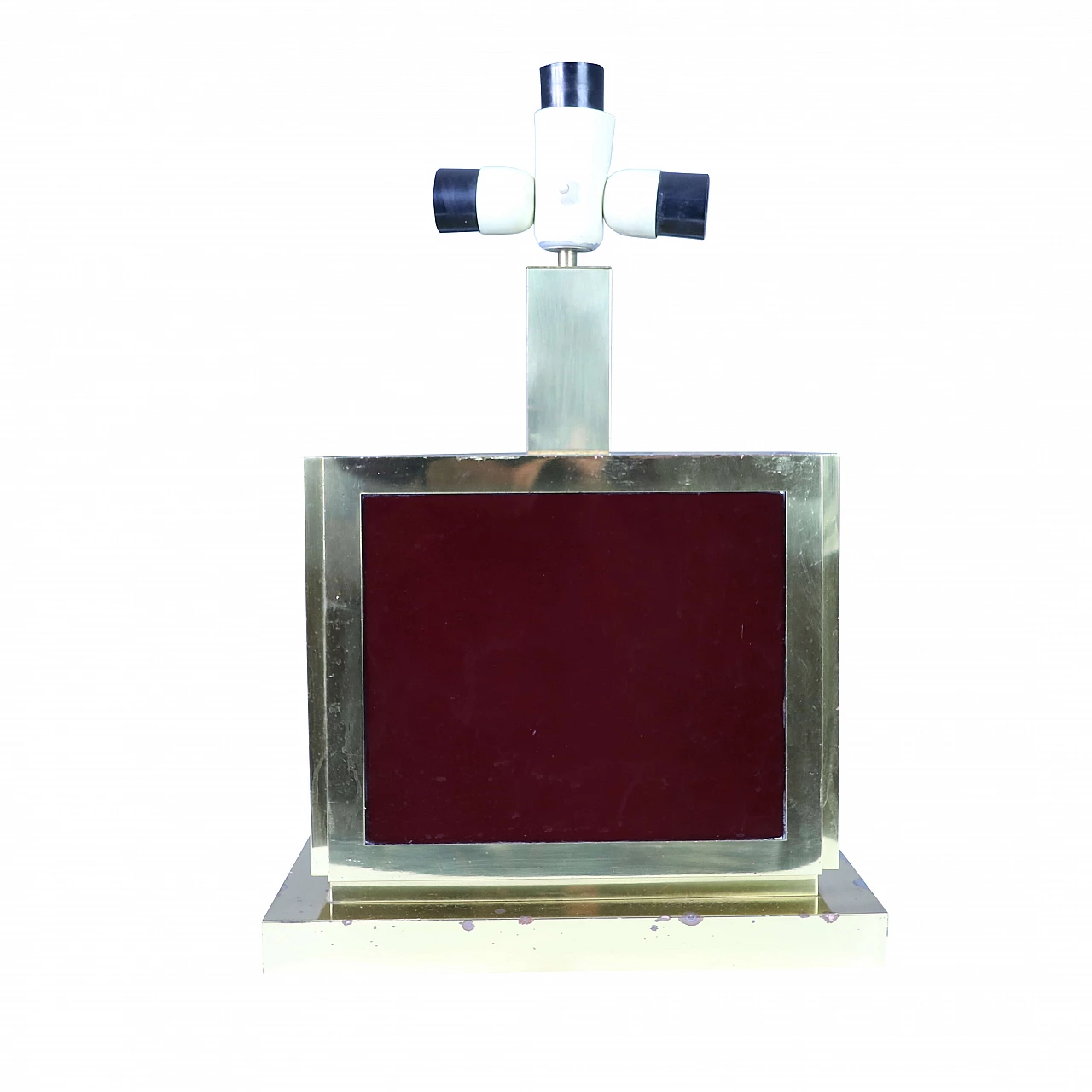 Lampada da tavolo in ottone e vetro, anni '50 1171521