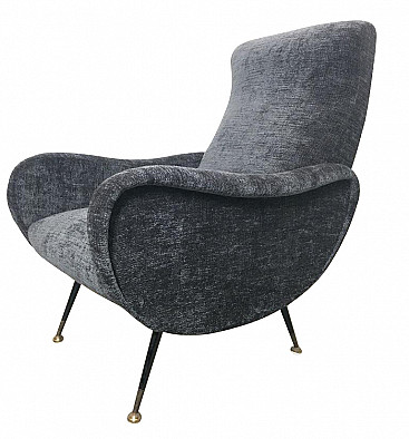 Armchair in grey fabric, 50s