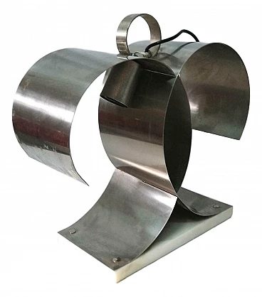 Steel and marble table lamp by Francois Monnet, 70s