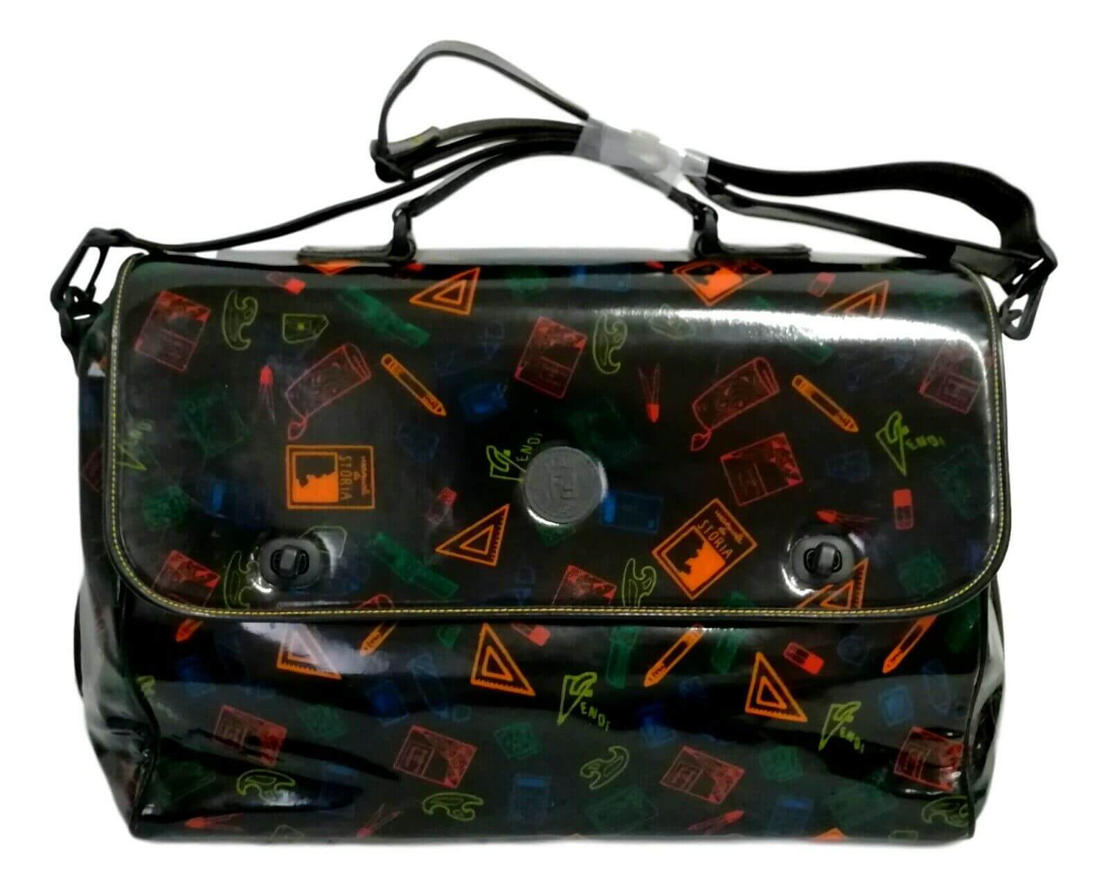 Borsa a tracolla Stiassi in vinile nero di Fendi, anni '80 intOndo