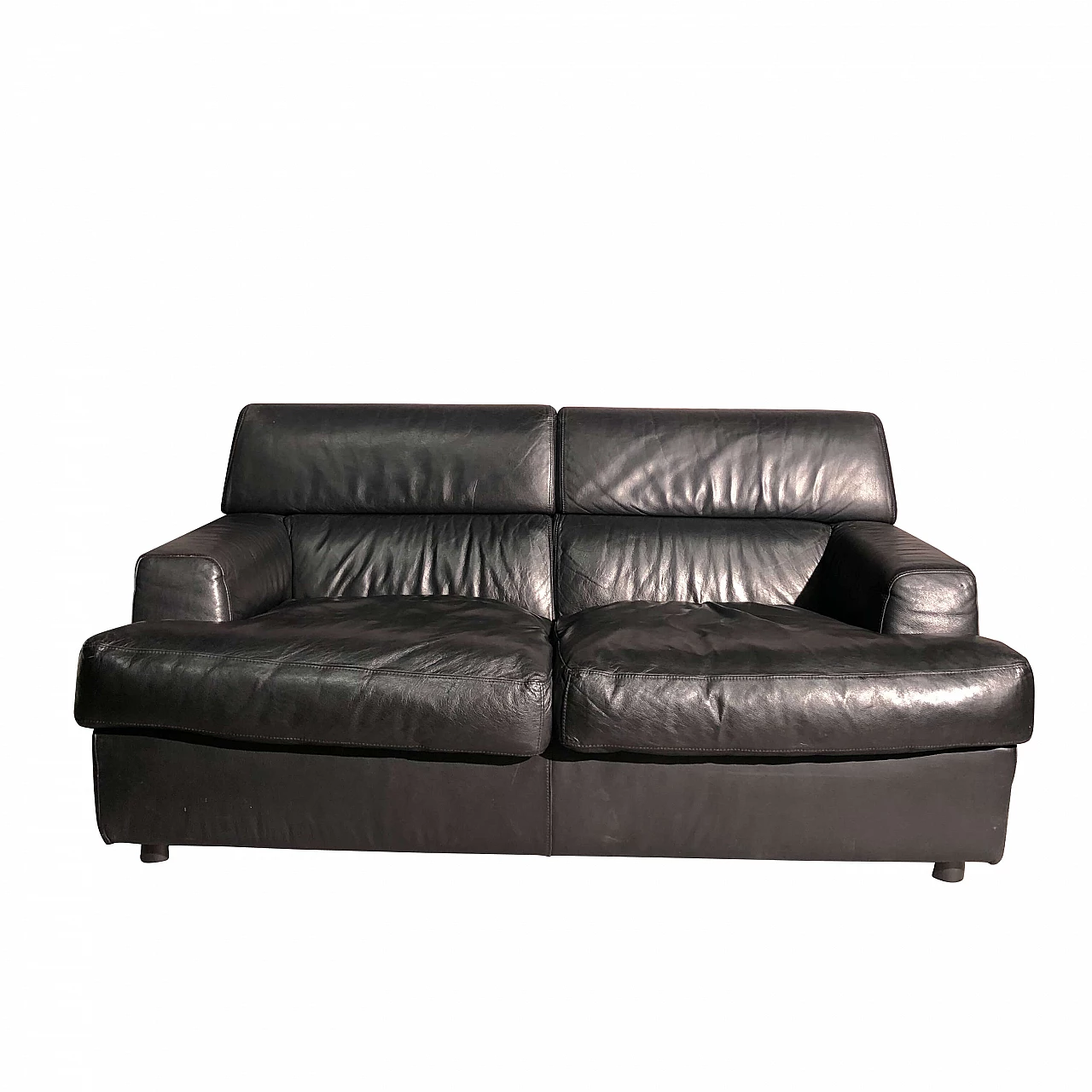 Sofa in black leather for ICF, 80s 1172250