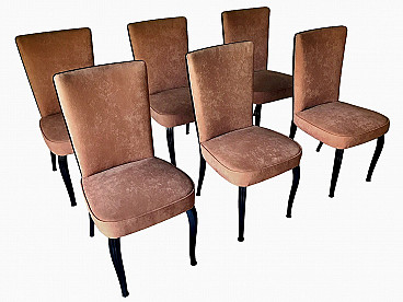 6 velvet dining chairs by Vittorio Dassi for Dassi Mobili Moderni, 50s