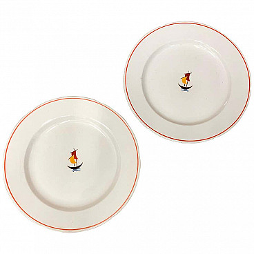 Pair of Art Deco ceramic plates by Gio Ponti for Richard Ginori, 30s
