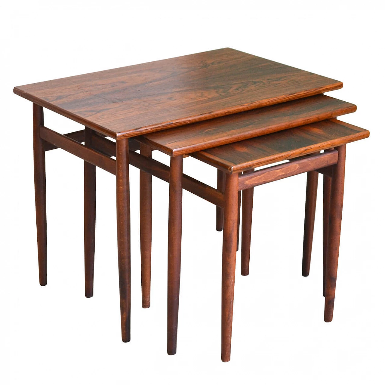 Tris of Danish nest tables in rodewood, 60s 1172695