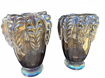 Pair of large Murano glass vases signed, 60s