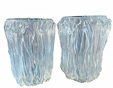 Large pair of Murano glass vases signed Colizza, 60s