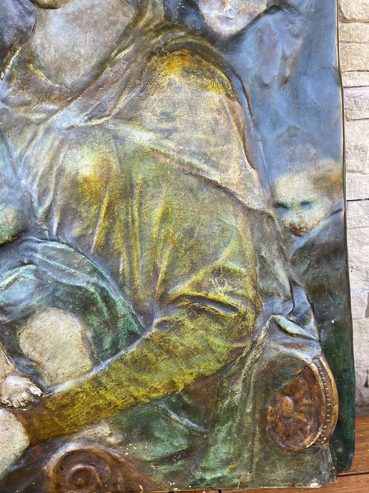 Scultura in terracotta policroma di Madonna con bambino, '800 1174126